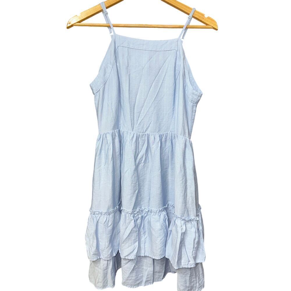 Altar’d State Mini Sundress Tiered Button detail down back Ruffles Blue Medium